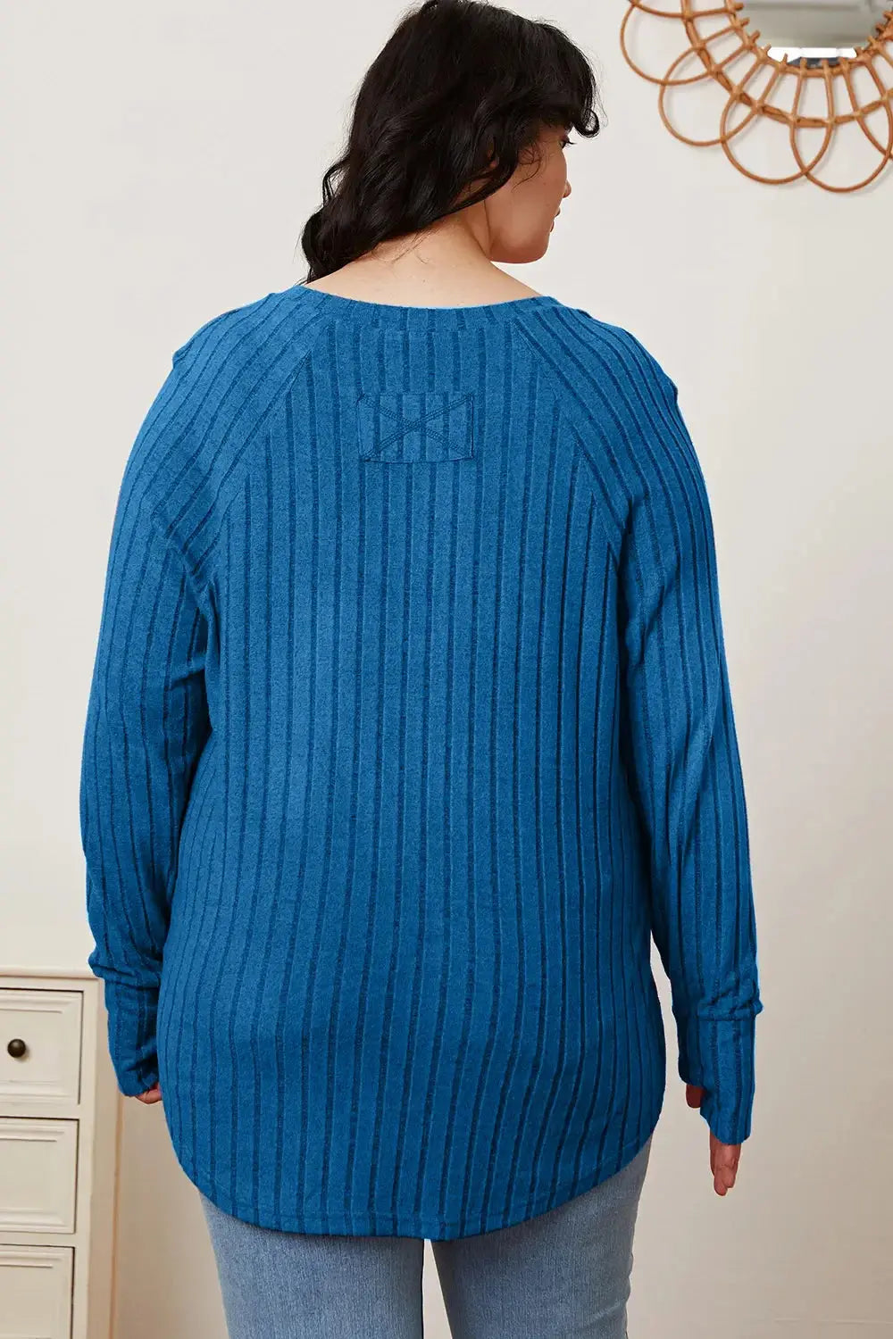 Basic Bae Full Size Ribbed Thumbhole Sleeve T-Shirt - Love Salve